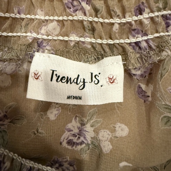 Floral Smocked Blouse - Tan NWT - Picture 3 of 4